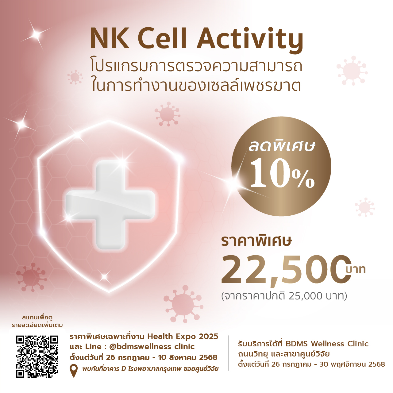 การตรวจ NK Cell Activity เซลล์เพชรฆาต ประเมินระบบภูมิคุ้มกันต่อเซลล์มะเร็ง ราคา 22,500 บาท